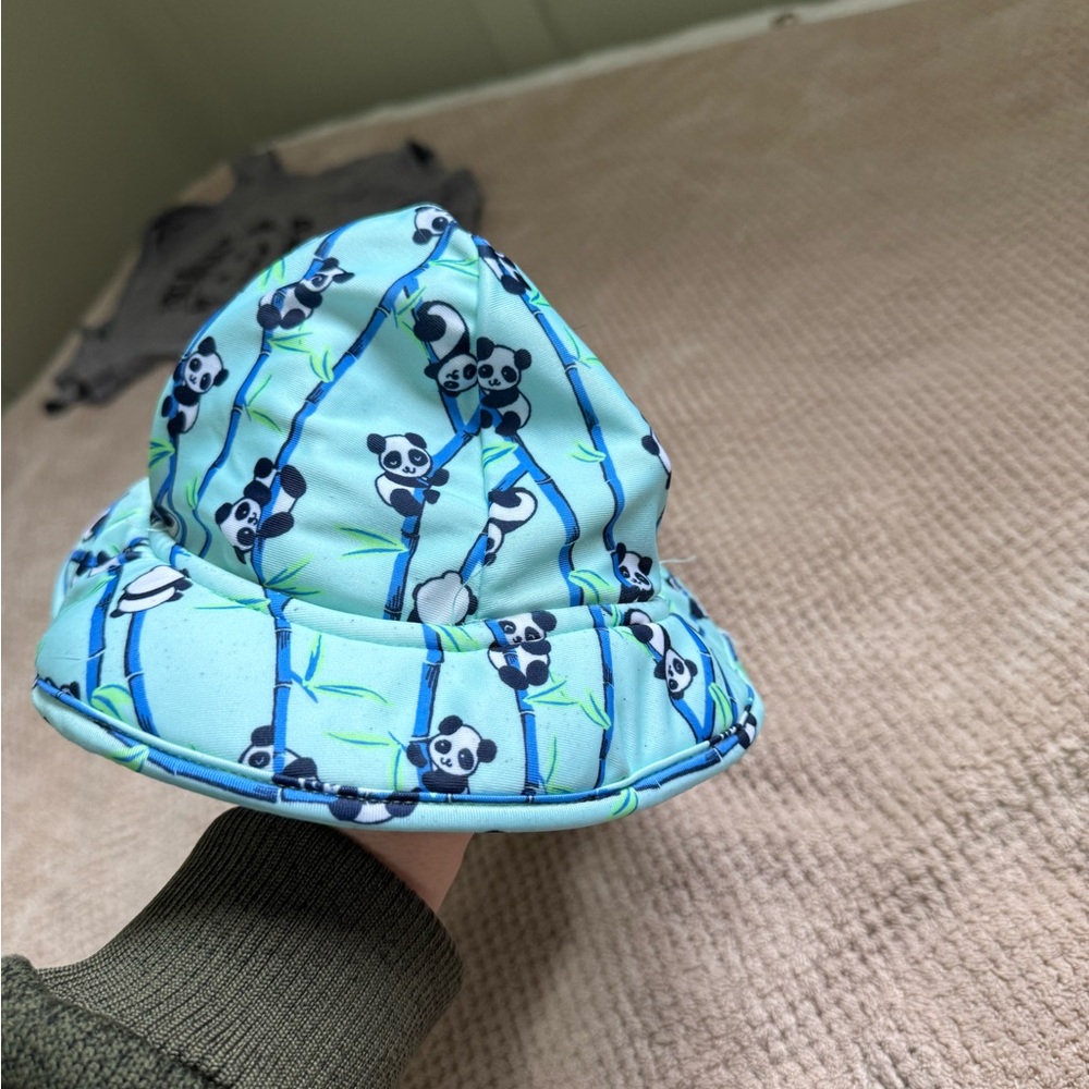 Blue Panda Print Kids swim Hat